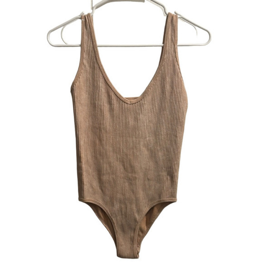 Aura Tan Bodysuit with Scoop Neckline